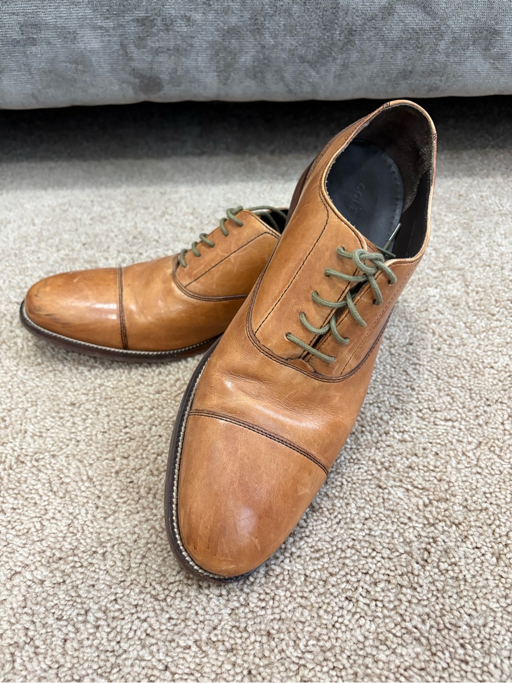 Cole Haan Men's Tan Leather Cap-Toe Oxfords